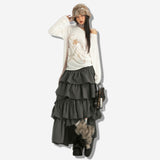 Vintage Check Tiered Maxi Skirt