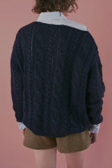 Cinnamon cable knit_navy