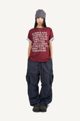 Buckle Washed Cargo Wide Pants