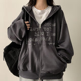 Lard Lettering Boxy Fit Two Way Hooded Zip-Up
