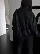 scratch leather collar jacket (unisex)