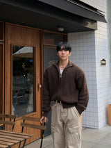 フォールドコップニットジップアップ
