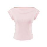 アネッサボートネックスリムTシャツ