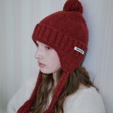Folded Bell Earflap Beanie (Red)