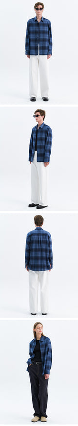 VINTAGE FLANNEL CHECK SHIRT_VINTAGE BLUE