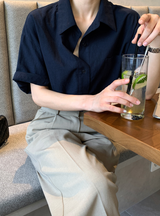 プラン オーバーサイズ リネン ショートスリーブ シャツ 3カラーズ