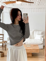 LM Border Rib Loose Round T-Shirt (3color)