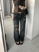 Label Damage Washed Denim Pants (one color)