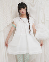COUNTRY FLARE LINEN DRESS / WHITE
