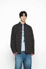 25SS ロゴエンボオーバーサイズチェックシャツ ブラック