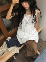 マメコ レース ノースリーブ レイヤード ワンピース