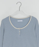 Lana U-neck Star Henley Neck Three Quarter Tee