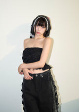 lace multi scarf - black