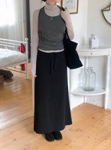 Strap Halter Neck Warm Shirring Sleeveless (2color)