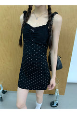 Black Cutie Hip Dot Mini Dress