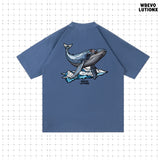 Glacier Animals Pure Blue Denim-Washed Heavy‑Weight T-Shirt（Blue Whale）