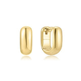 gold mini u-shape huggie hoop 14k gold plating + 925 silver earrings E067-08G