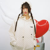 Dot Ruffle Hoodie - IVORY