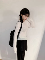 Rose See-through Wool Slim Rib Knit (6color)