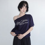 [Robbins] レタリング ワンショルダー ショートスリーブ Tシャツ 3カラー