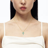 Aqua Cross Necklace