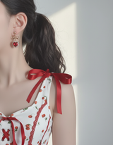 Red Heart and Ribbon Earring (Momoland Nayun Earring)
