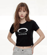 G.E CLUB クロップドTシャツ [ブラック / ホワイト]
