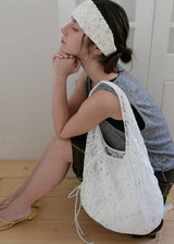 [shiwonderful x voor] Floral Lace Shirring Shoulder Bag_White