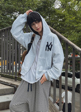 NYアップリケクロップフードジップアップ