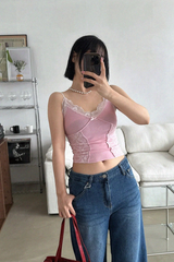 ピッピ レース スリーブレス クロップ トップ (3COLORS!)