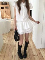Lace buckle mini skirt pt