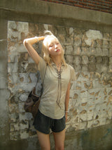 aldiyouuラインプロダクトTシャツ ベージュ