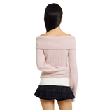 COTTON CANDY OFF-SHOULDER KNIT [PINK]