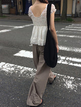ロティ ナイロン ピンタック バンディング ワイド パンツ