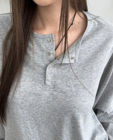 ケインヘンリーネックコットン長袖Tシャツ
