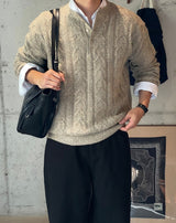 レボンヘビーケーブルヘンリーネックニット