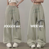 Bilti high waist banding lettering wide training pants