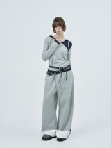 dot wrap layered hoodie / gray