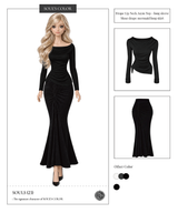 Drape Lip Neck Asym Top - long sleeve (3color)