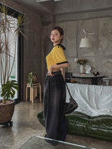 McCoy pintuck denim wide pants