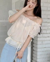Off‑shoulder frill string blouse