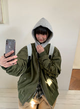 [unisex] Youinb Two-Way Shirring Hood Flight Jumper