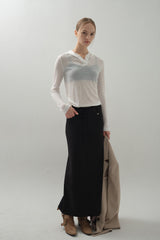 Drawstring Maxi Skirt_Black