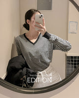 【MADE】Striped V-neck Knit