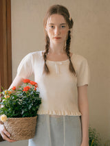 FRILL RIBBON KNIT WHITE