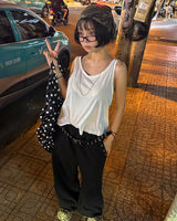 Back Slit Loose Fit U-neck Sleeveless