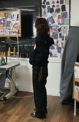 [Hand-Made「006」] Argyle Patch Pants_Black&Burgundy