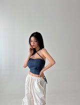 strap denim crop top