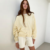 Loose Fit  Round Neck Knit Cardigan _Light Yellow