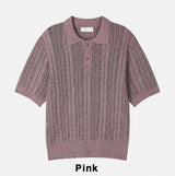 Roy openwork short sleeve collar knit